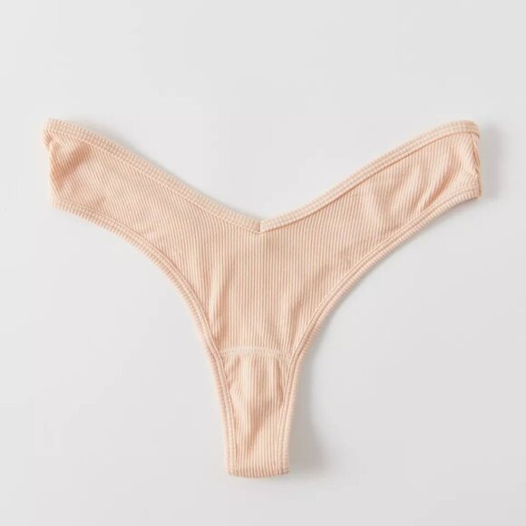 NWT UO Out From Under Ribbed V-Cut Peach Thong - Picture 4 of 6